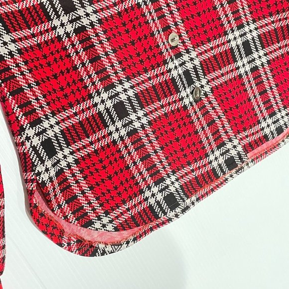 vtg womens Judy Way red plaid wide collar‎ button blouse XS-S - Picture 7 of 10